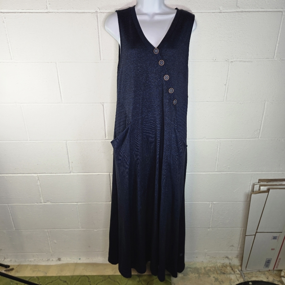 Soft Surroundings Blue Marled Sleeveless Maxi Dress - Picture 8 of 11